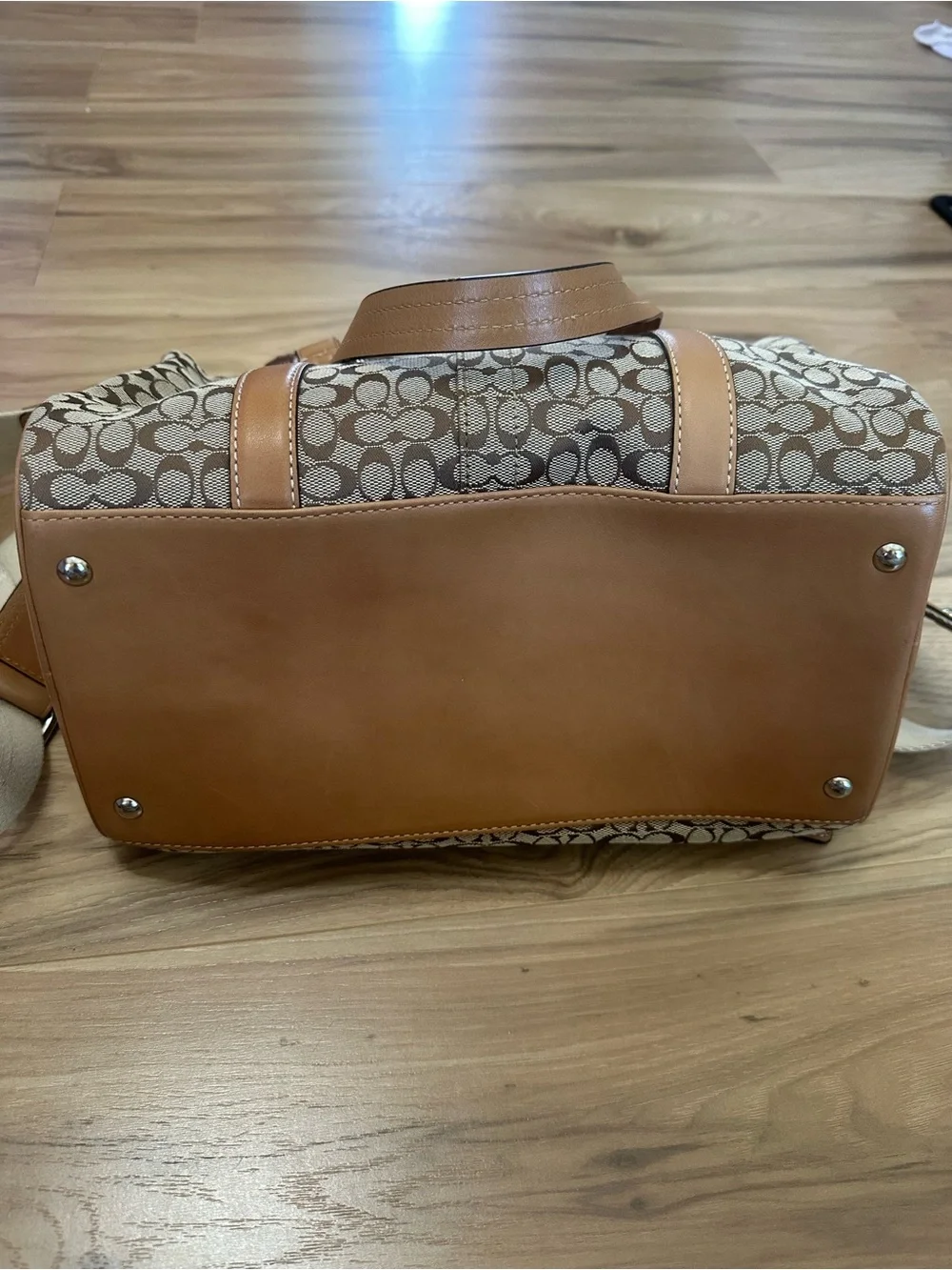 Coach Canvas Signature Satchel in Khaki/Tan with Adjustable Strap